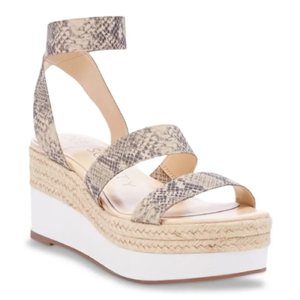 Sole Society Shoes Women's 10 Aven‎ Espadrille Snake Print Stretchy Strap Wedge